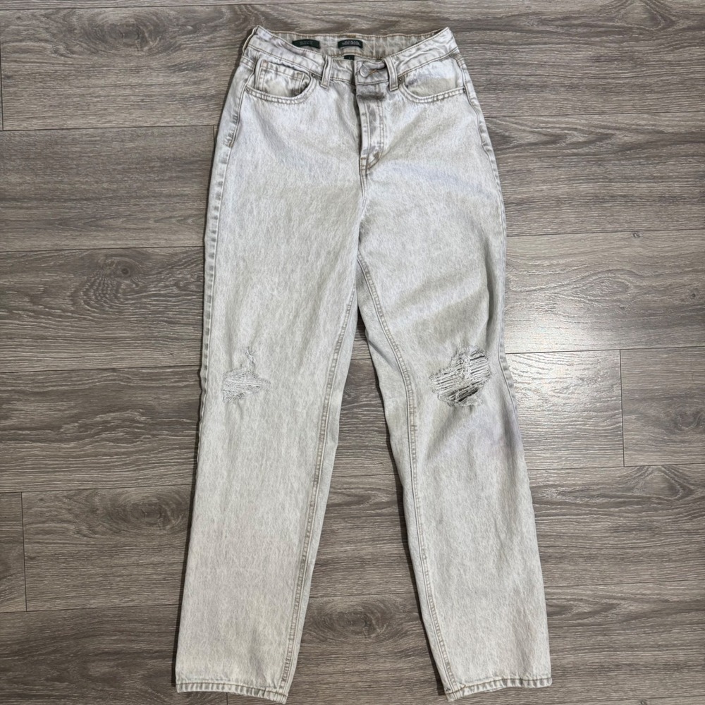 Wild Fable Size 4 24x30" Jeans High Rise Straight Leg Distressed Light Acid Wash
